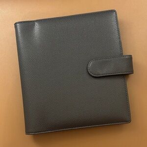 Janes Agenda MINI Size Vegan Leather Wrap Planner Cover for Discbound Gray